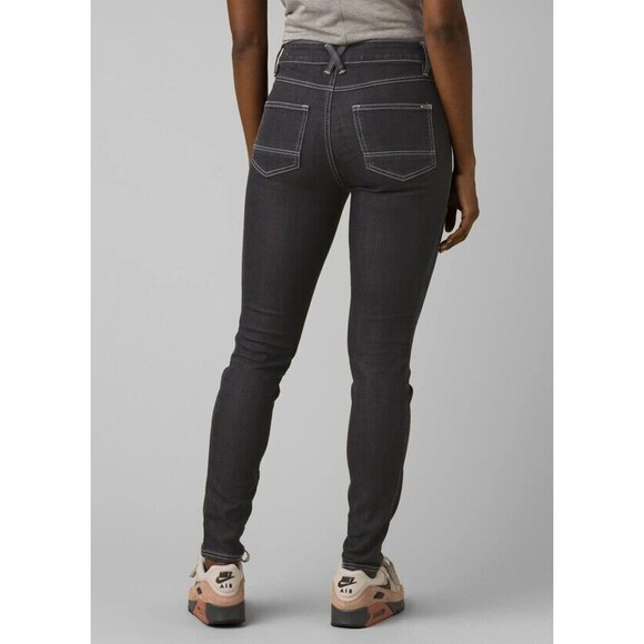 New NWT Womens 0 Short Prana Oday Jeans Denim Wash Blue White Stitc 25 X 28 Dark - Picture 1 of 6